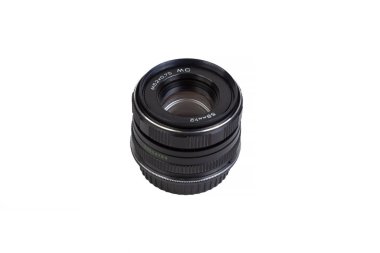 Beyaz izole arkaplanda klasik fotoğraf merceği