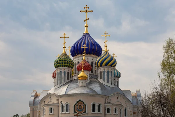 Church Igor Chernigov Colorful Carved Domes Village Peredelkino Moscow — Stock Photo, Image