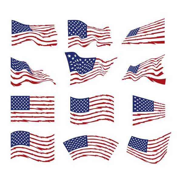 Набор Векторов Американского Флага — стоковый вектор