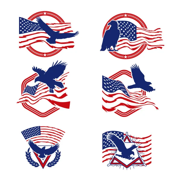 Patriot Amerikanisch Logo Vektor Set — Stockvektor