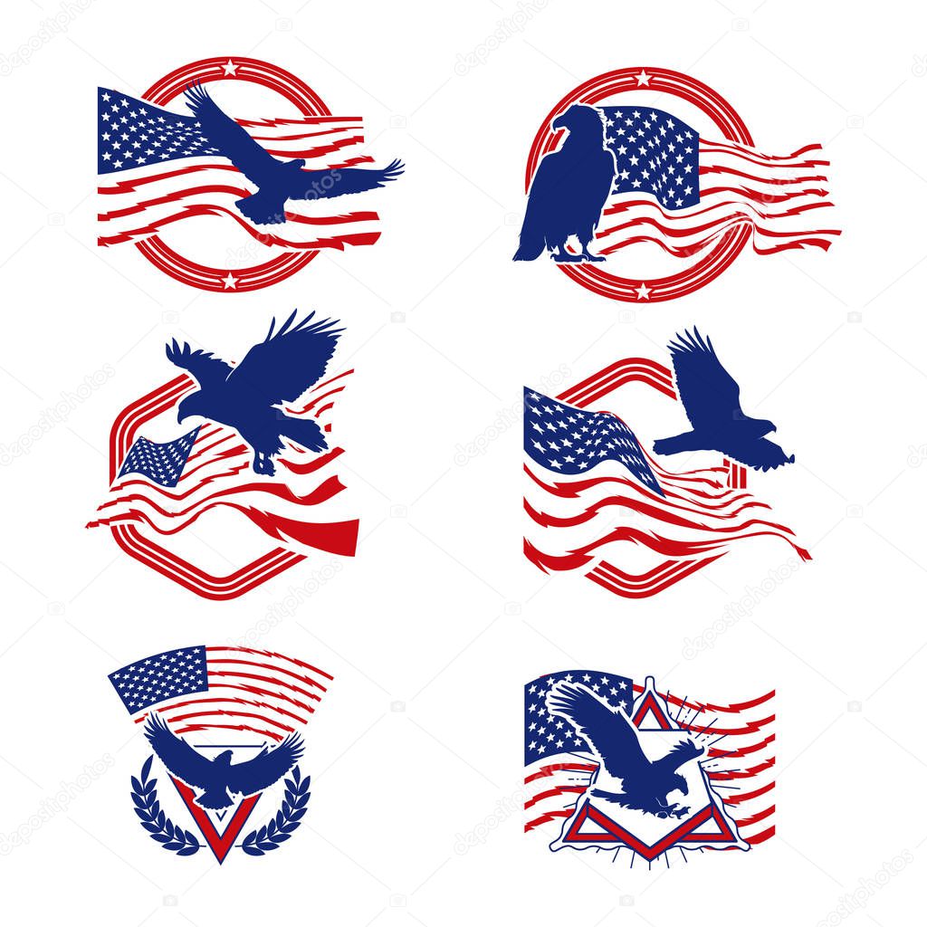 patriot american logo vector set