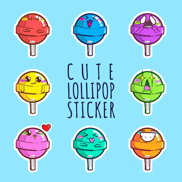 Симпатичный набор векторных карикатур lollipop — стоковый вектор