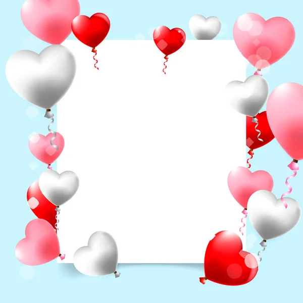 Happy Valentines Day template Ontwerp met rood hart op blauwe achtergrond — Stockvector