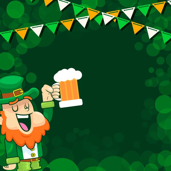 Leprechaun wiwatuje piwem na festiwalu św. Patryka — Wektor stockowy