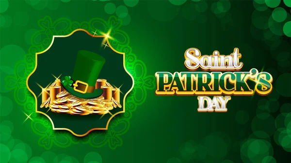 Happy St Patrick's Day concept with stack of gold — Stock Vector