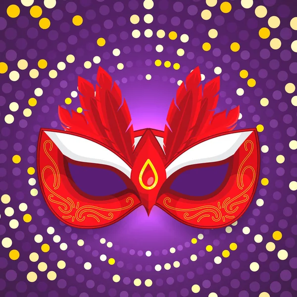 Máscara de Carnaval Roja con Vector de Pluma — Vector de stock