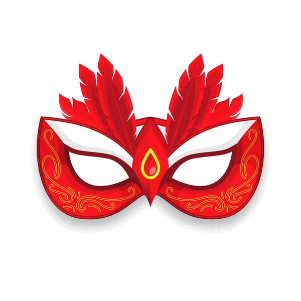 Tüy Vektörlü Kırmızı Karnaval Maskesi — Stok Vektör