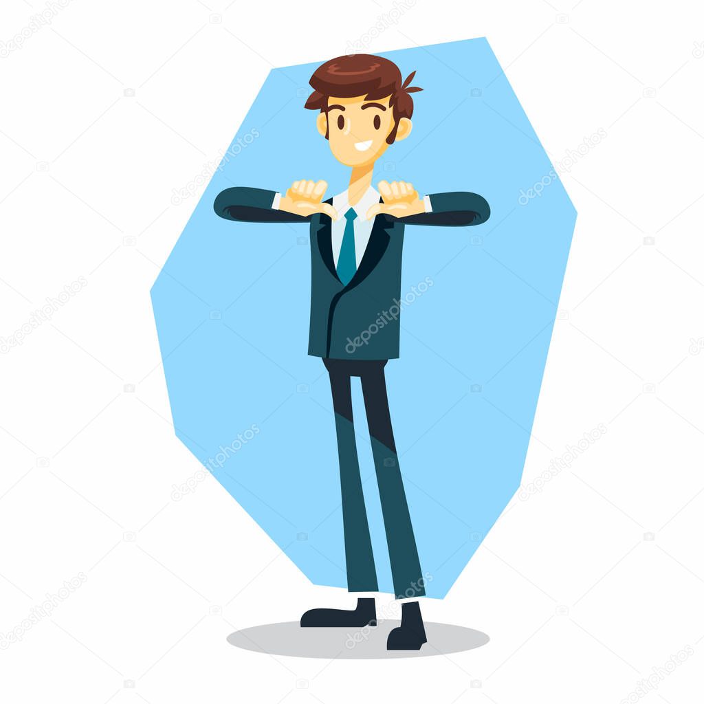 businessman cartoon character with proud pose