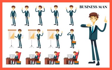 iş adamı vektörü pozun varyasyonuyla ayarlandı