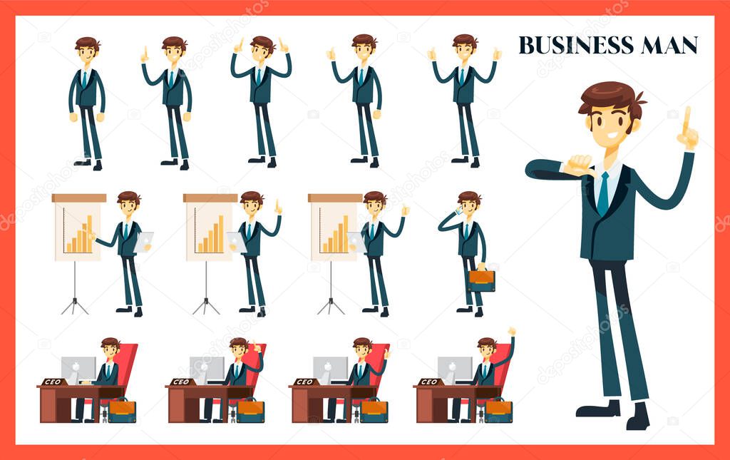 business man vector set with variation of pose