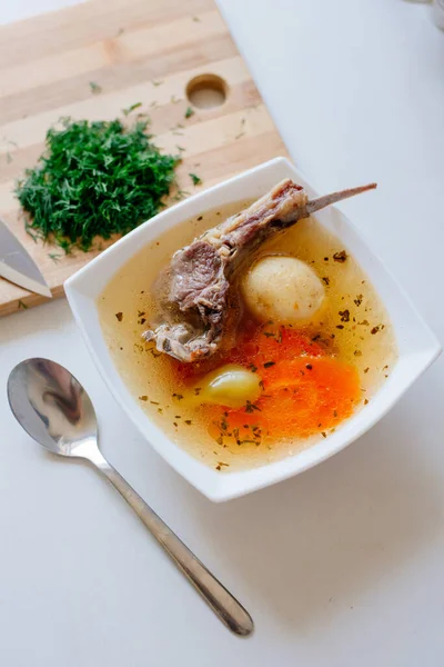 Shurpa Ist Eine Traditionelle Suppe Der Zentralasiatischen Küche Traditionelle Usbekische — Stockfoto