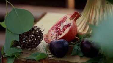 Dekor düğün. El bombası. Drenaj. Yeşil yeşillik.