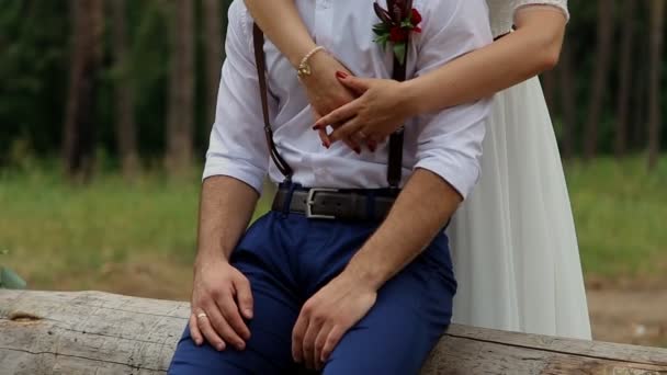Роскошная невеста обнимает свою возлюбленную.. — стоковое видео