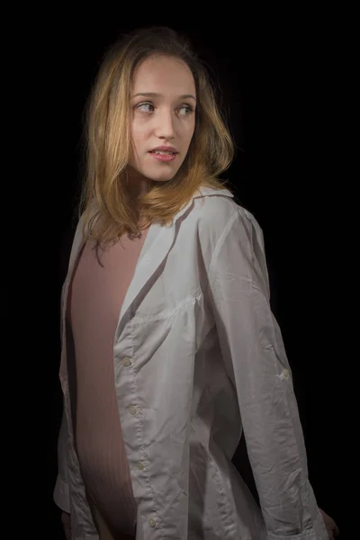 Girl with shirt — Zdjęcie stockowe