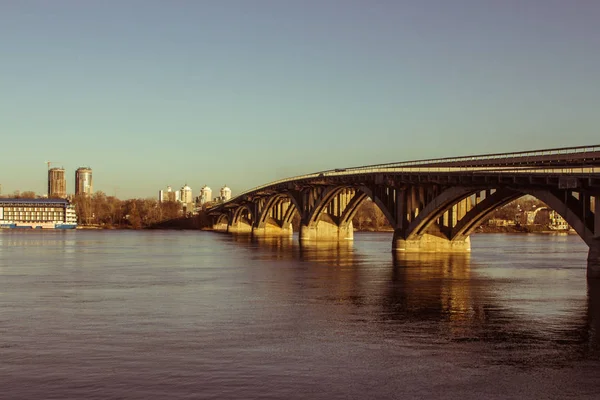 Stock image Metro Bridge across the Dnipro River in Kiev. Ukraine