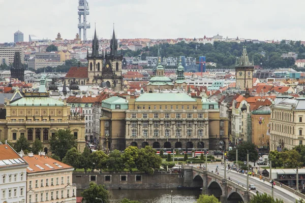 Widok Pragi Punktu Widzenia Wysokiej Czerwone Dachy Zabytkową Architekturę Czechy — Zdjęcie stockowe