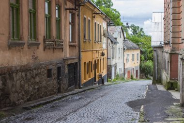 Eski şehir Uzhgorod Sokağı. Ukrayna