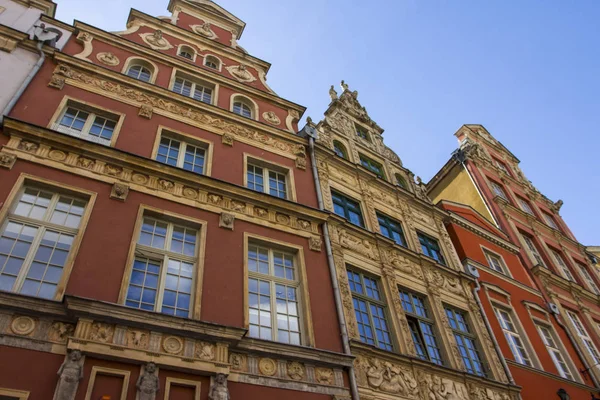 Hermosas Fachadas Coloridas Edificios Históricos Casco Antiguo Gdansk Polonia —  Fotos de Stock