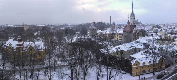 Зимняя Панорама Старого Города Эстония — стоковое фото