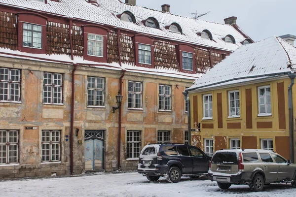 Исторический Дом Старом Городе Таллинна Зимой Эстония — стоковое фото