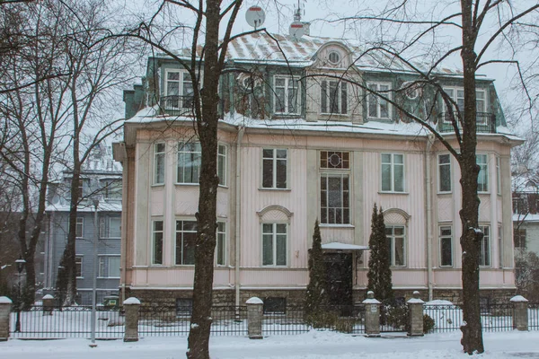 Nevadas Tallin Casa Histórica Calle Temporada Invierno Países Bajos —  Fotos de Stock