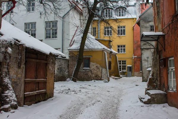 Old Courtyard Tallinn Old Town Winter Estonia — Stock Photo, Image