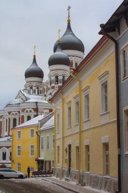 Tallinn 'deki Alexander Nevsky Katedrali manzarası. Estonya