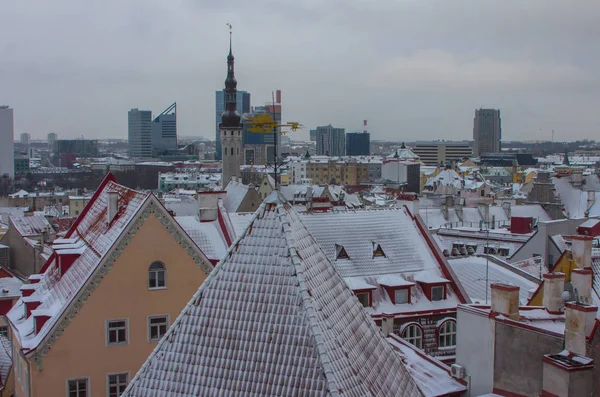 View Historic Old Town Tallinn Winter Estonia — Stock Photo, Image