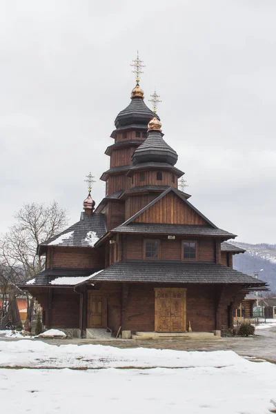 Old Wooden Building Holy Prophet Elijah Monastery Carpathian Village Yaremche — Stock Photo, Image