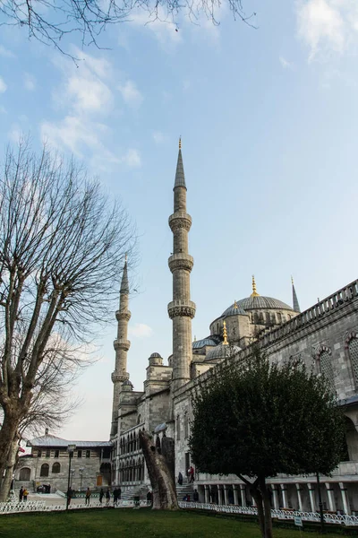 Vista Histórica Mesquita Azul Istambul Pôr Sol Turquia — Fotografia de Stock