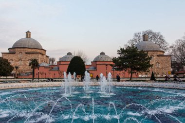 İstanbul 'daki Ayasofya Hürrem Hamamı' nın gün batımında görüntüsü. Türkiye