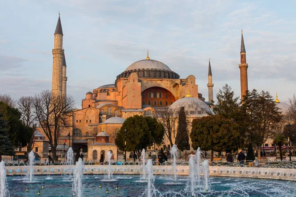 Vista Hagia Sophia Templo Histórico Centro Istambul Pôr Sol Turquia — Fotografia de Stock