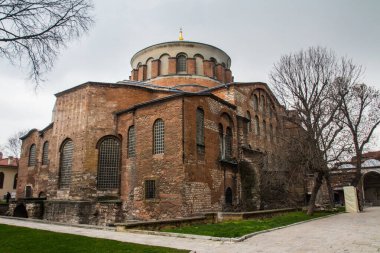 View of the historical church of Hagia Irene or Hagia Eirene in Istanbul. Turkey clipart