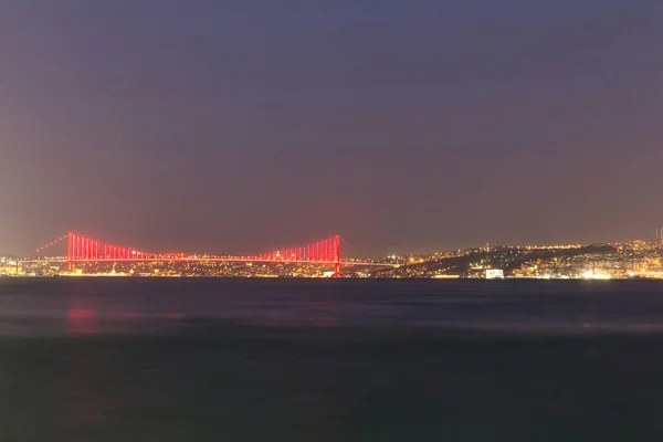 Vista Nocturna Del Puente Del Bósforo Estambul Turquía — Foto de Stock