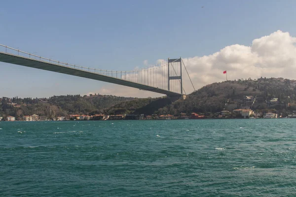 Kilátás Szultán Mehmed Fatih Híd Felett Boszporusz Isztambulban Törökország — Stock Fotó
