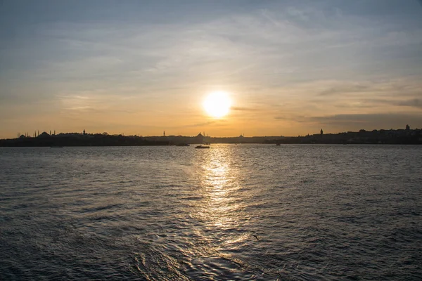 Silueta Estambul Atardecer Turquía — Foto de Stock