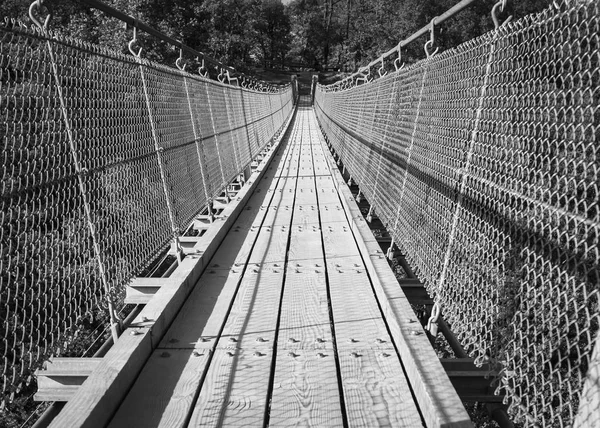 Schöne Aussicht auf die Geierlay-Brücke - schwarz-weiß — Stockfoto