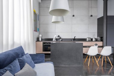 Mavi kanepe oturma odası