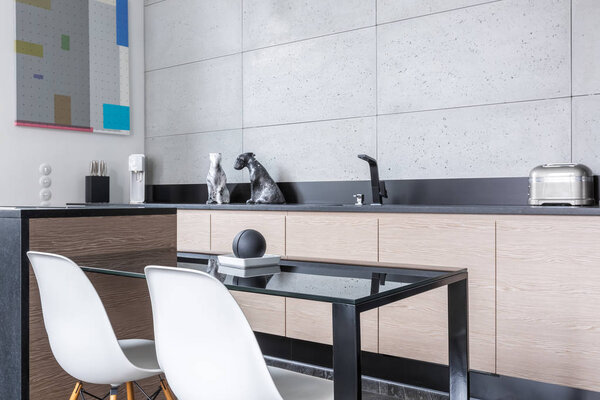 Kitchen with island and table