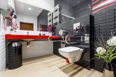 Siyah ve beyaz handikap banyo