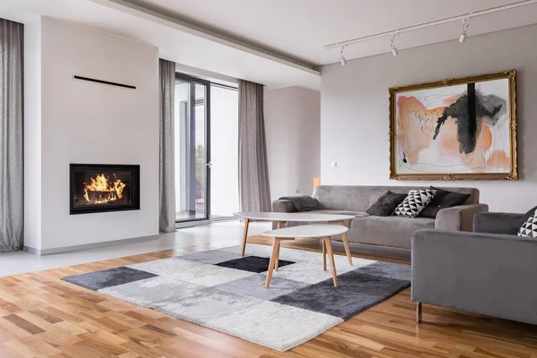 Living room with fireplace — Stock Photo, Image