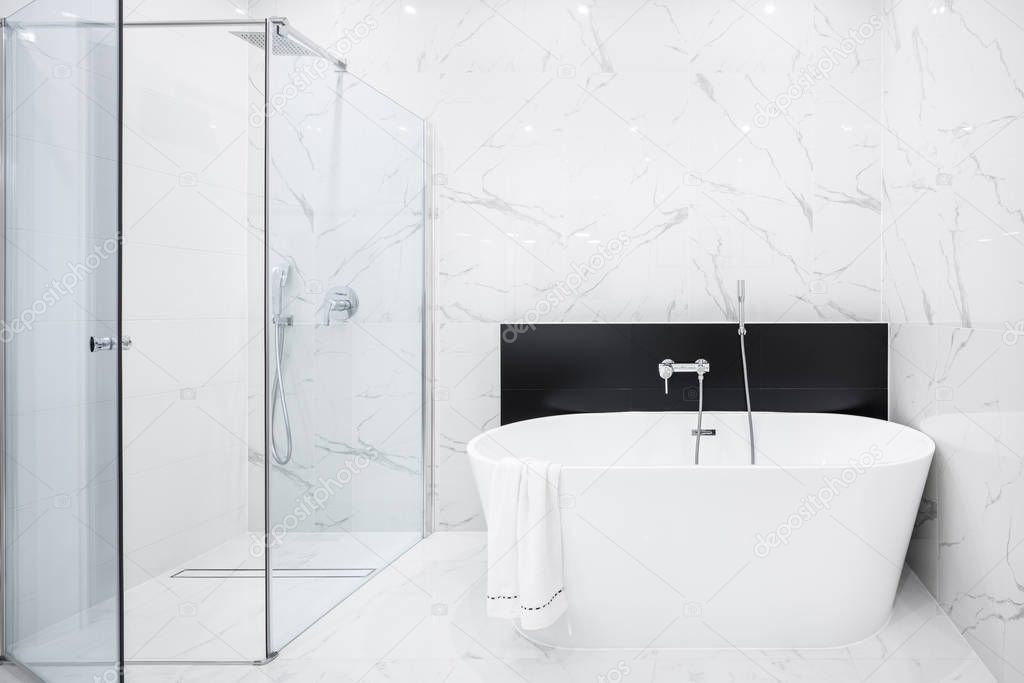 Elegant bathroom in white marble
