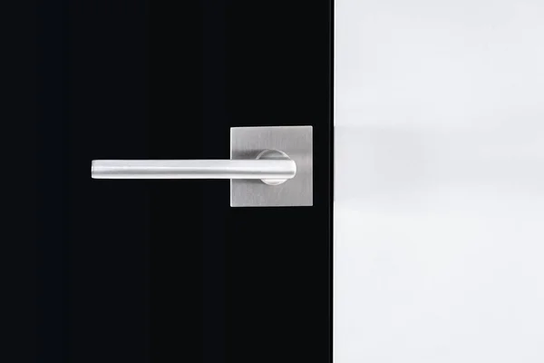 Close-up on silver door handle — 스톡 사진