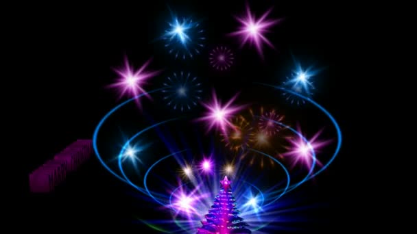 Магия лазерное шоу Рождественская елка — стоковое видео
