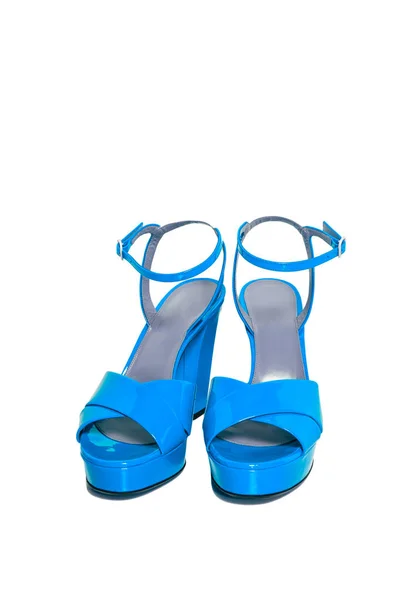 蓝色鞋子，白色底色隔离 — 图库照片