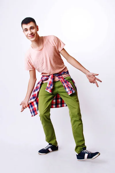 Fashion photo of young model man on white background. Boy posing. Studio photo. — Stock Photo, Image