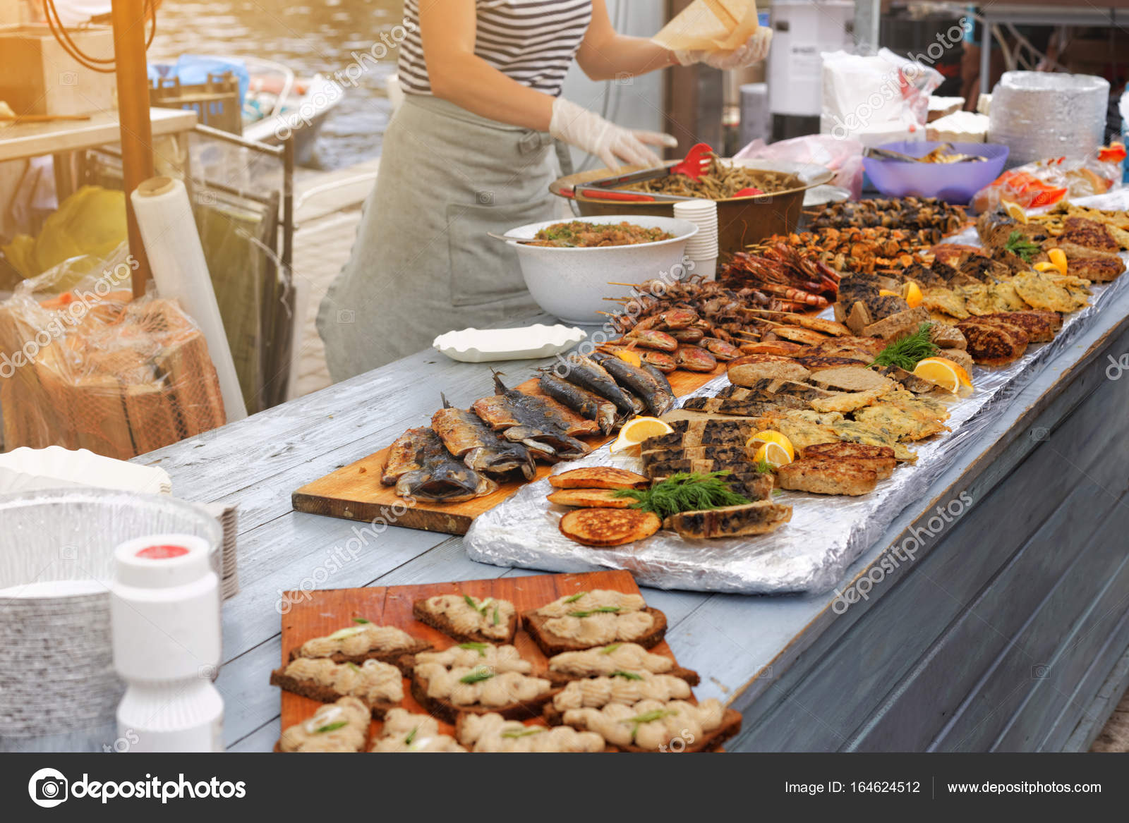 Food Festival with assorted food items. Catering service. — Stock Photo