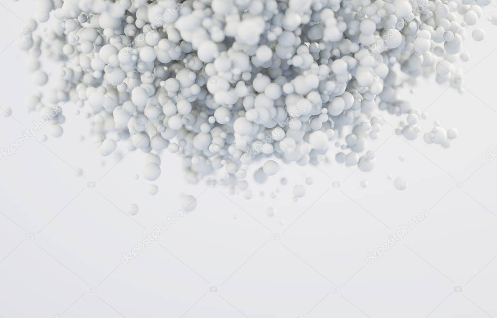 Abstract background of white balls. 3d render illustration