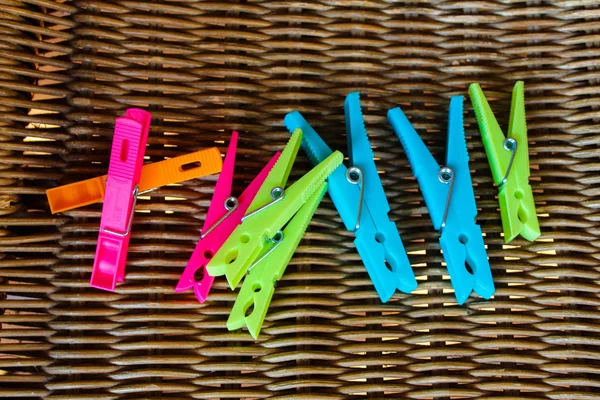 Clothespin Detail in different Colours — стоковое фото