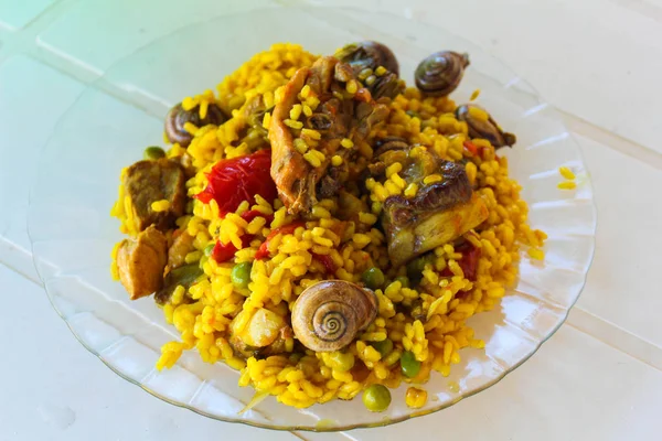 Caracoles Paella detalle Superficie — Foto de Stock